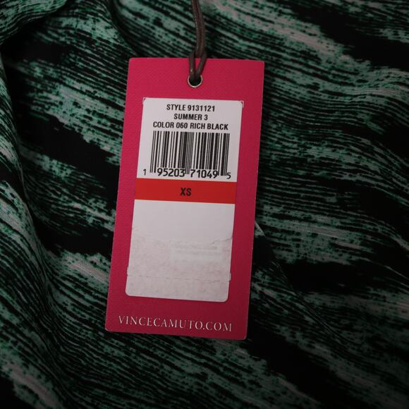 Vince Camuto Abstract Print Puff Short Sleeve Top in Rich Black & Green Size XS - Picture 8 of 11